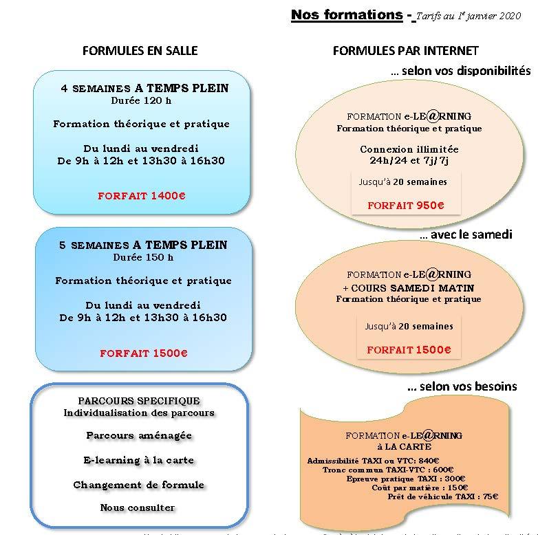 Ecole de Taxi - Tarifs et Inscription